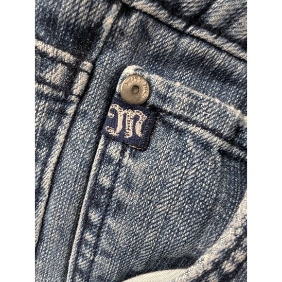 Miss Me Jeans Womens SZ 29 Blue Distressed Classic Cropped Flap Pocket Whiskers - Picture 4 of 16